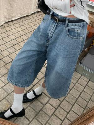 Couple Streetwear Vintage Wide Leg Shorts Women Retro Oversize Denim Shorts Summer Man High Waist Loose Casual Short Jeans