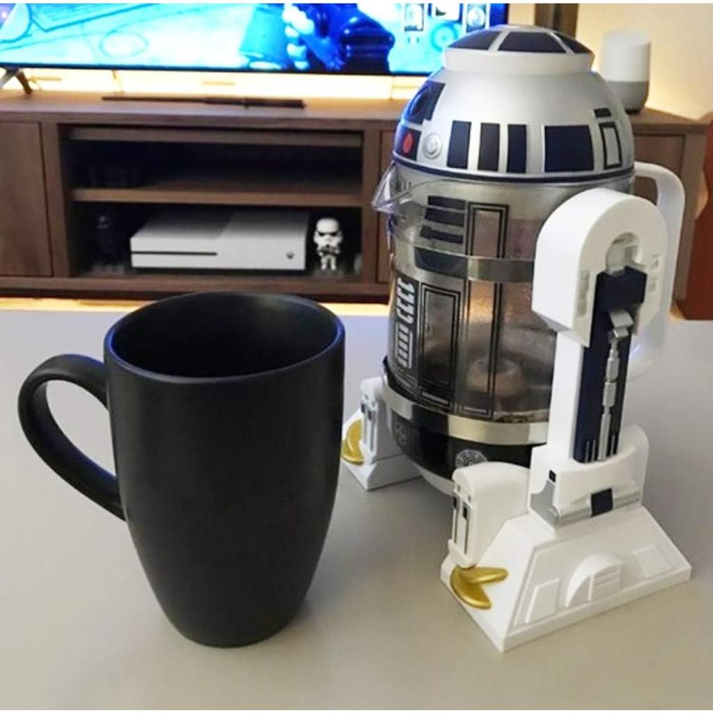 Portable French Press Coffee Bottle, Robot Shaped Travel French Press Coffee Maker, Hand Punch Espresso Coffee Maker Machine - 960ML/32.5oz