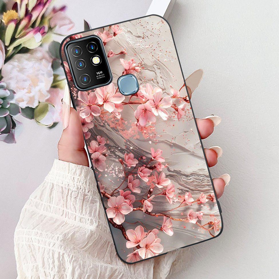 For Infinix Hot 10 Case Silicone Cute Cat Fashion Flowers Luxury Painted Back Cover For Inifnix Hot 10 Phone Case X682B X682C