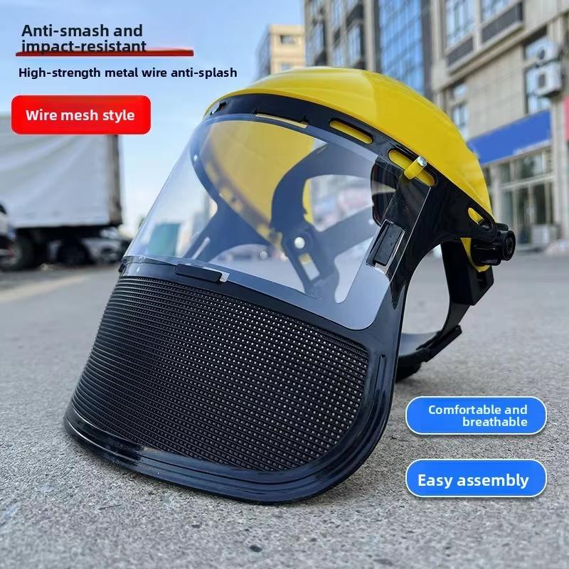 Garden Grass Trimmer Weed Wacker Safety Helmet Hat With Full Face Mesh Mask For Logging Brush Cutter Forestry Protection