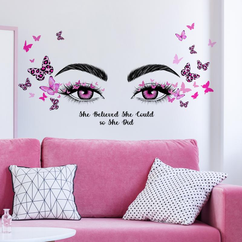 

1pc Butterfly & Figure Graphic Wall Sticker Modern Self Adhesive Wall Art Decal Home Decor Vinyl Decal разноцветный