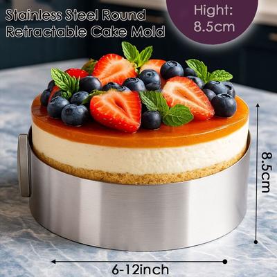 DIY Stainless Steel Round Cake Rings Adjustable Sizes 6-12inch Mousse Baking Mold Retractable Cake Ring Molds for Pastry Baking