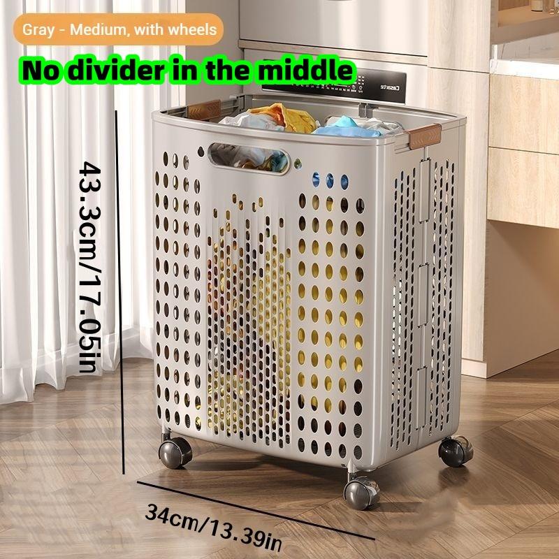 1 Piece, Two Colors Available, Household Bathroom Laundry Basket, Foldable Dirty Clothes Hamper, Large Capacity with Wheels, Simple De