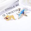 Elegant Crane And Koi Fish Brooch Unique Metal Badge For Couples Fashion Accessory