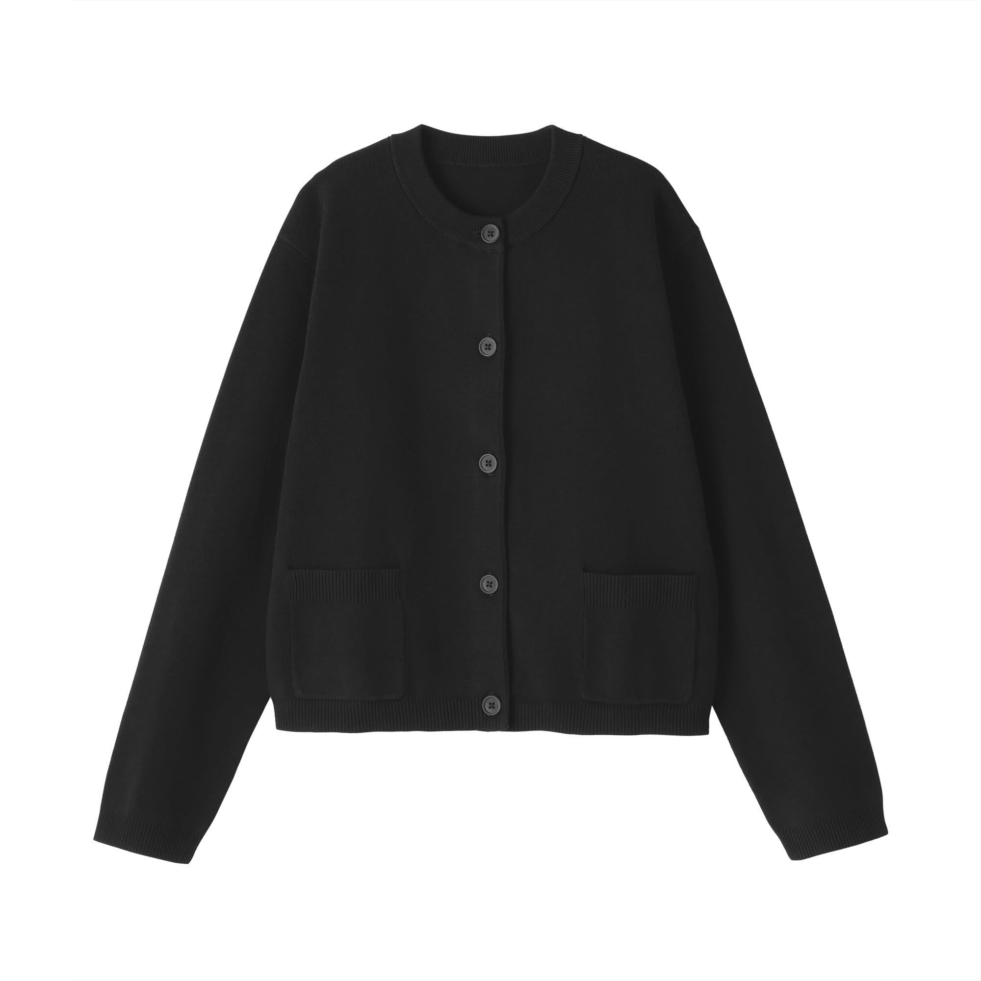 

MUJI Women s Washable Knit Crew Neck Cardigan Women s BA1Q4A5S Black Women s L