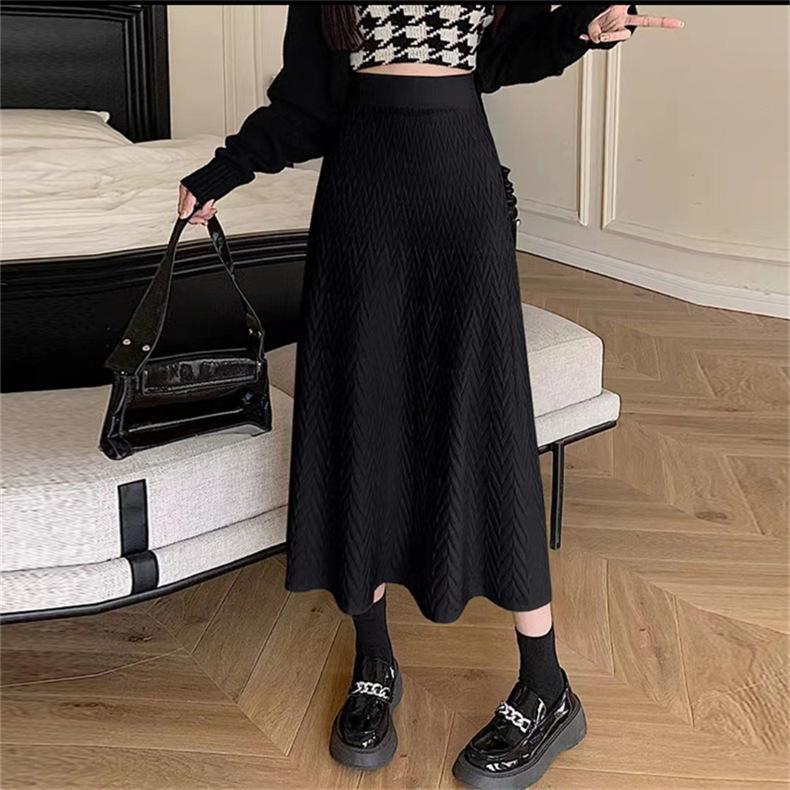 

Юбка миди из рифленого трикотажа с высокой талией, прилегающая, расклешенная, А-силуэта, премиум-качества One Size чёрный