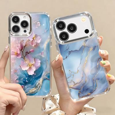 Goldenes Marmormuster Handyhülle Für iPhone 17 Pro Max Vergoldeter Kameralinsenrahmen Klare Weiche Hülle Für iPhone 16 15 14 13 Pro Max 11 16E 17E
