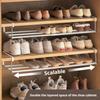 Adjustable Shoe Rack | Space-Saving Layered Organizer For Home Shoe Cabinets | Under-Shelf Shoe Holder With Hanging Basket
