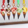 Simulation Ice Cream Cone Keychain Braided Lanyard Realistic Design Backpack Pendant Gift For Girls