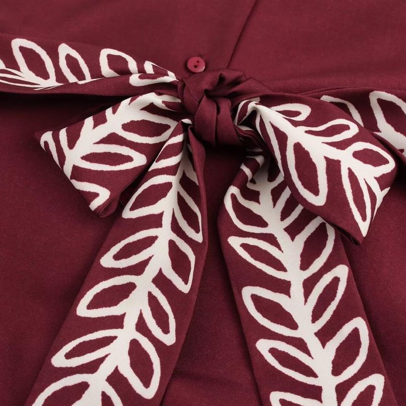 Kaslead New Arrival Women's Clothing Fashion Style Fashion Minimalist Positioning Print Ethnic Style Self-Tie Dress