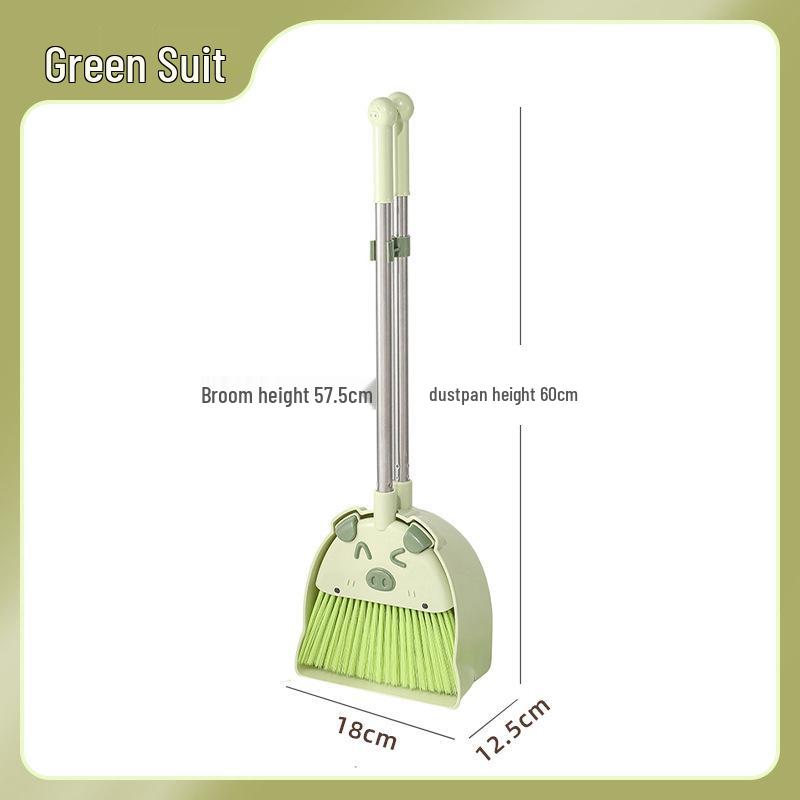 Kids' Pretend Play Cleaning Set: Broom, Mop, and Dustpan with Little Pig Design