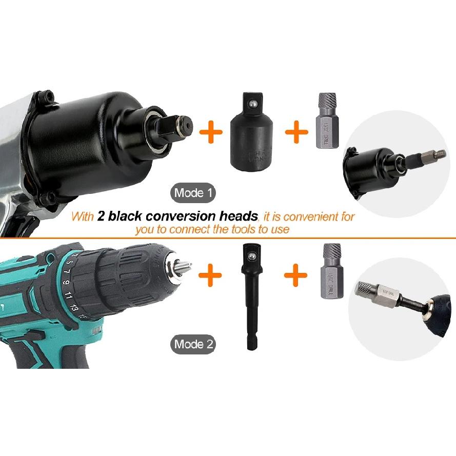 With Storage Case 10-Pack Hexagonal Head Bolt Remover, Multi-Spline Screw Extractor Set Chrome Moly Alloy Steel