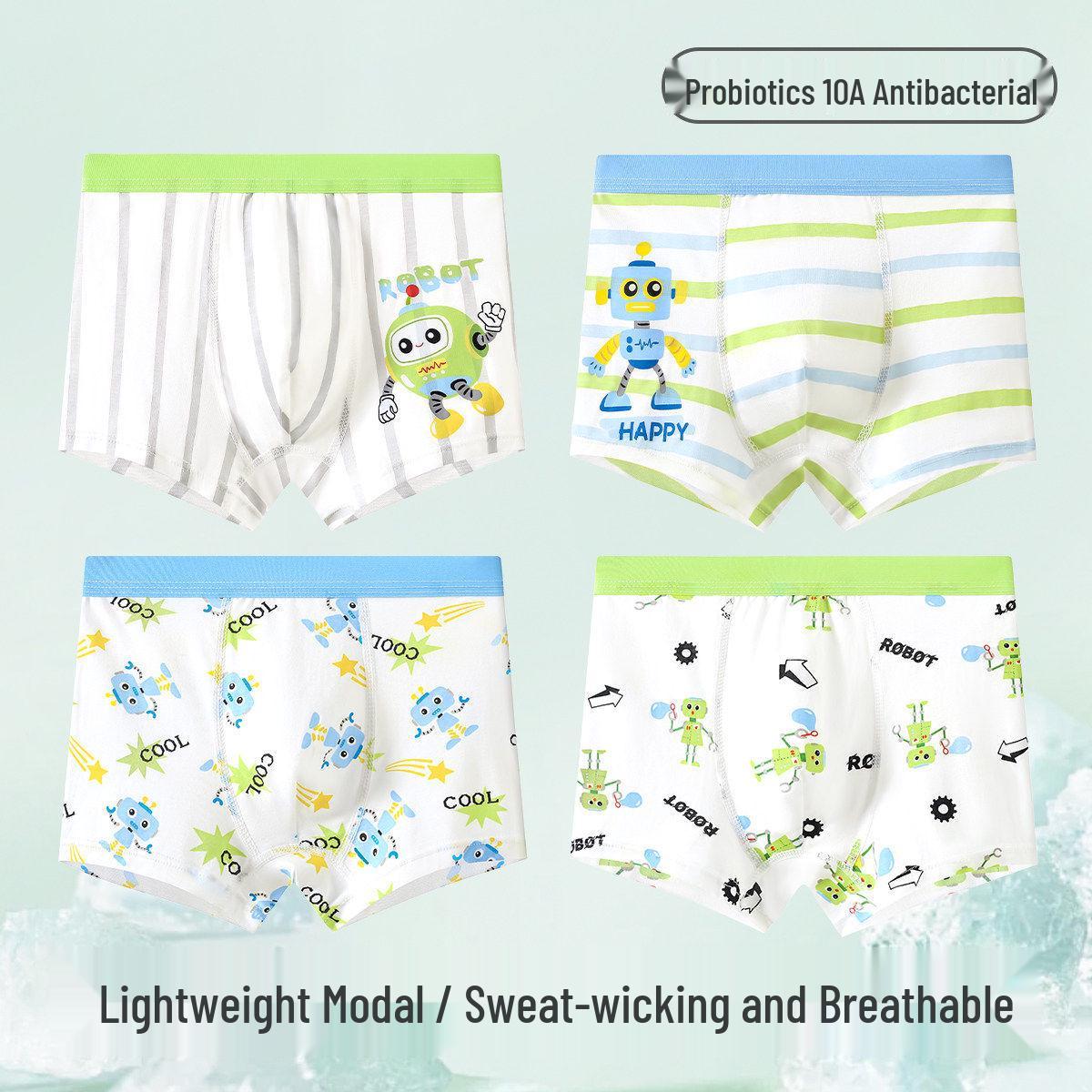 2026 Boys Summer Modal Ice Silk Antibacterial Boxer Briefs (Size 10A) S