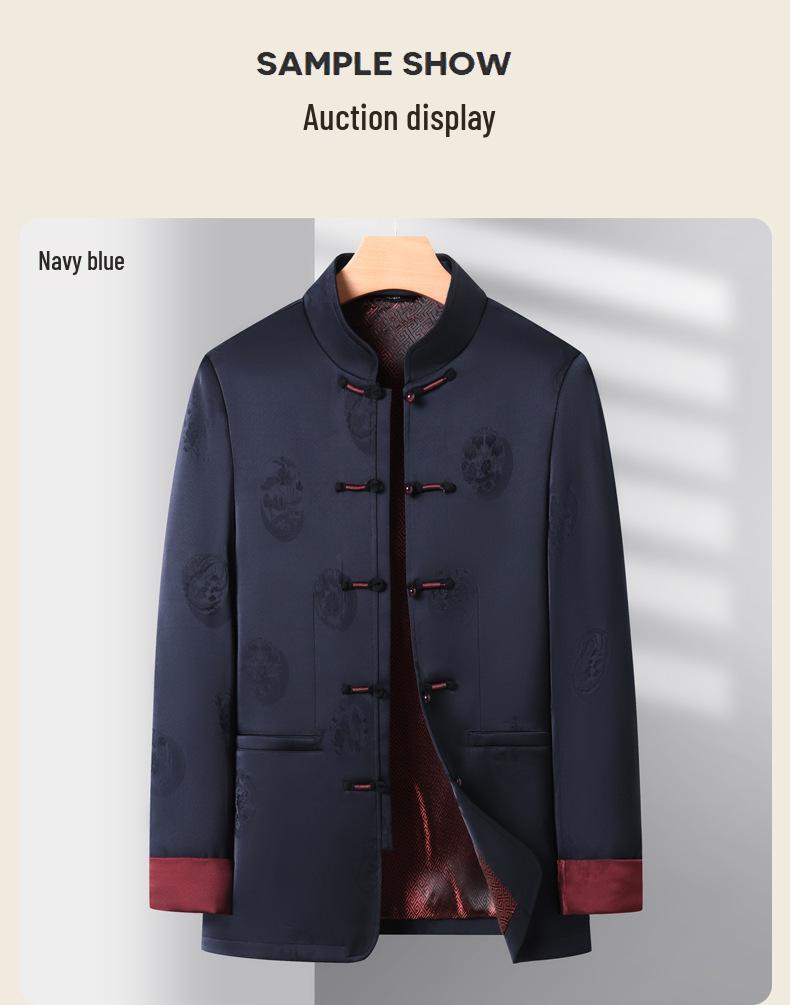Men's 2025 Autumn/Winter Chinese Style Two-Piece Set: Middle-Aged Stand-Up Collar Tang Suit Jacket & Casual Zhongshan Suit