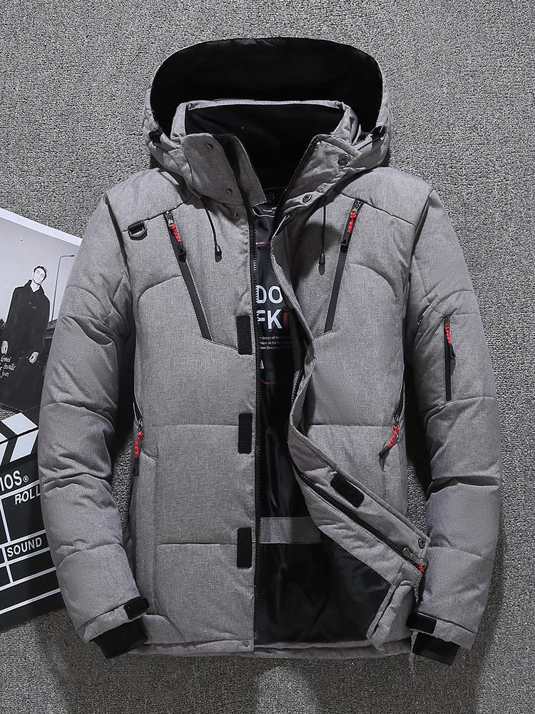 Herren Kurzmantel mit Kapuze für den Winter - Dick, Lässig, Outdoor, Kälteschutz
