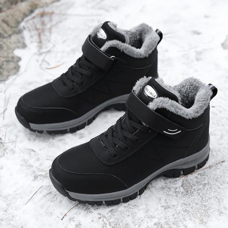 fashion 2024 Winter Women Men Boots Plush Leather Waterproof Sneakers Climbing Hunting Shoes Unisex Lace-up Outdoor Warm Hiking Boot Man