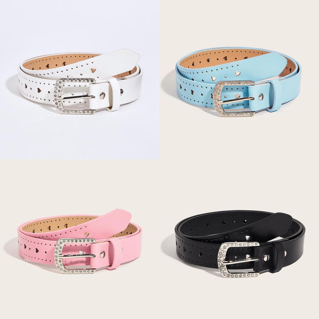 Vintage American Style Pu Leather Womens Belt Heart Shaped Punching For Casual Fashion