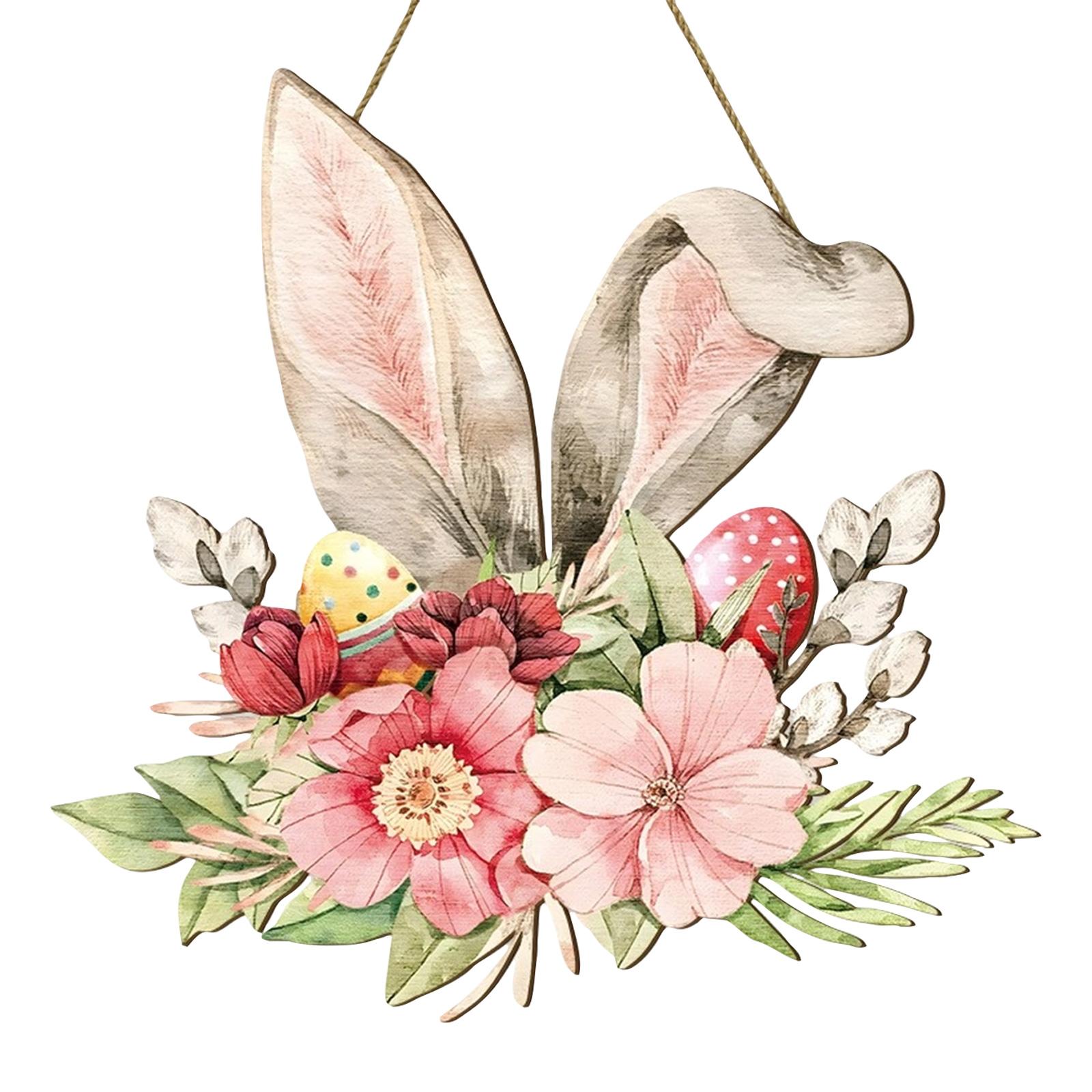 Пасхальная деревянная подвеска Домашнее украшение Пасхальное яйцо Деревянная табличка Подвесное украшение Морковь Дверная табличка розовый