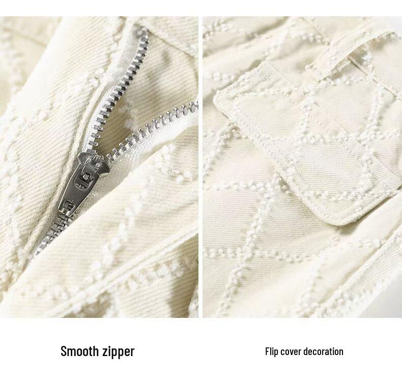 2025 Trendy High Waist White Denim A-line Bodycon Mini Skirt for Women