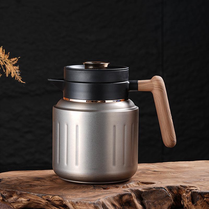 316 Stainless Steel Portable Insulated Teapot with Titanium Plating and Tea-Water Separation, Large Capacity for Stewing