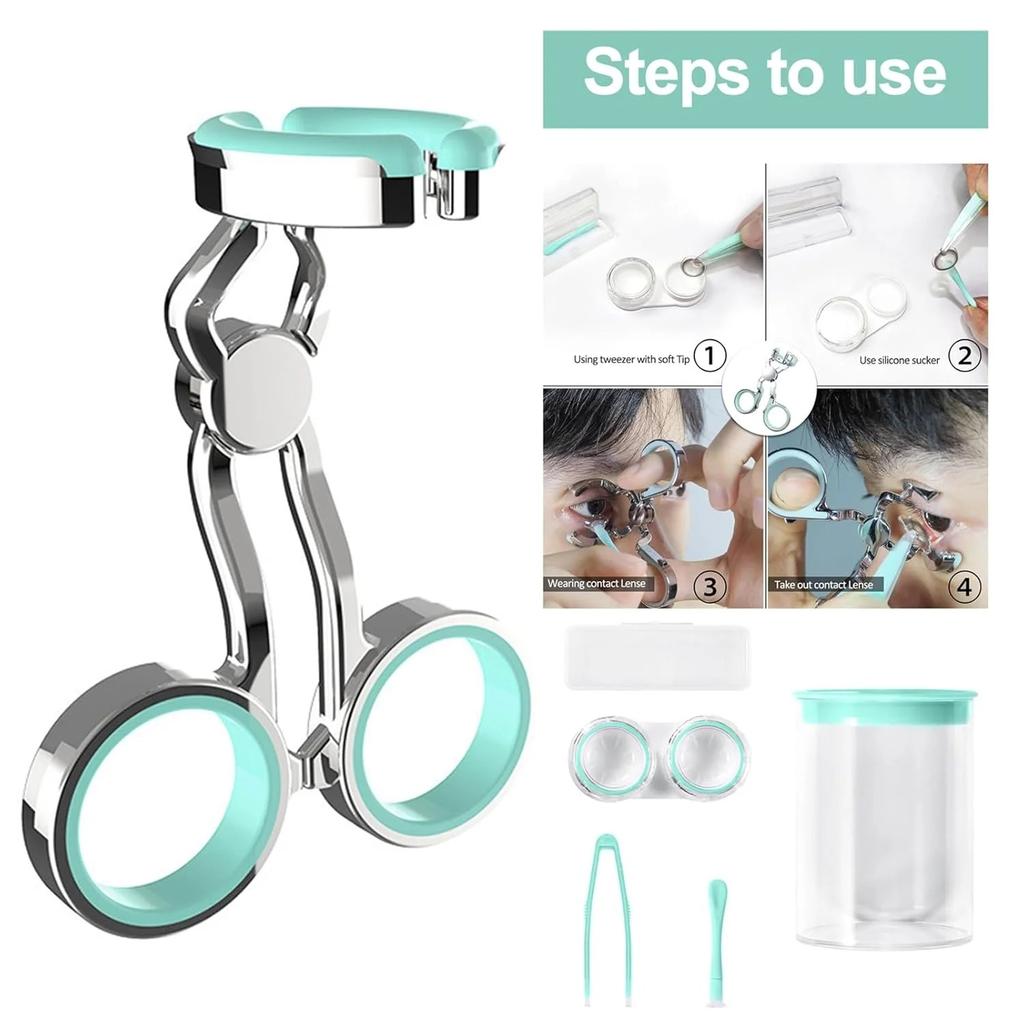 Farbige Kontaktlinsen Tragehilfen, Kontaktlinsen Augenlidspreizer, Pinzette zum Entfernen von Kontaktlinsen, Kontaktlinsen Augenlid-Einsetzwerkzeug für neue Benutzer