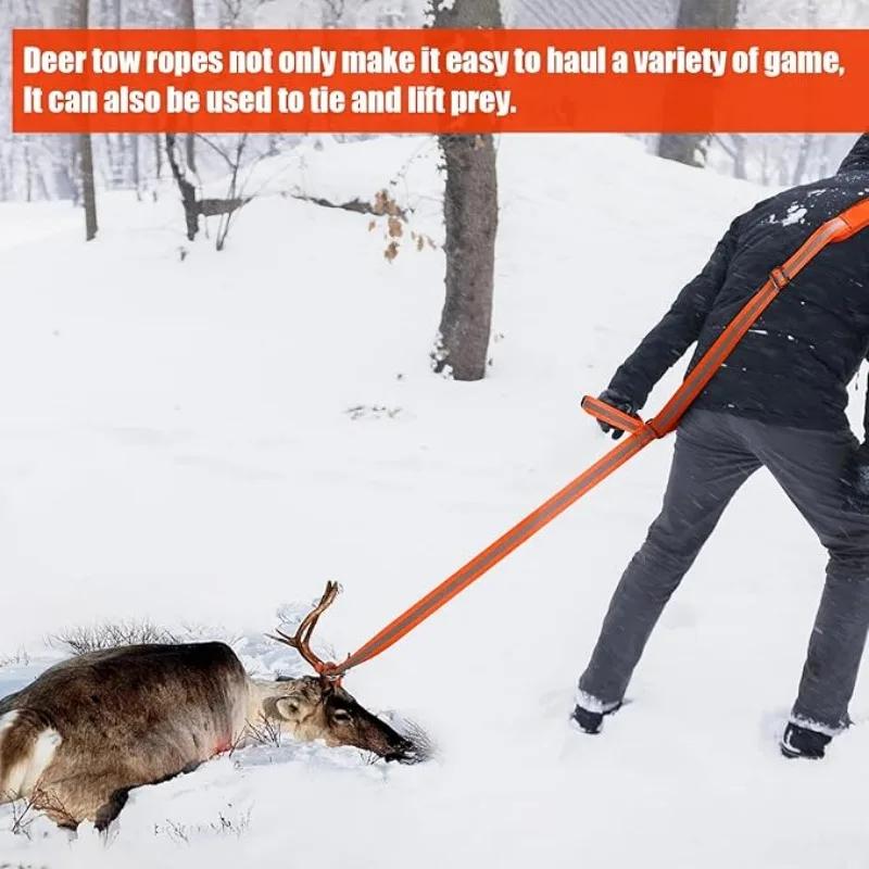 Deer Drag Rope Pulling Hunting Accessories Deer Hunting Drag Strap with Handle Reflective Harness Hunting Gear for Deer Hunters