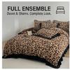 Winter Luxury Leopard Print Rabbit Fur Four-piece Bedding Set - Quilt Cover with Added Padding and Thickening for Enhanced Warmth and Comfort.
