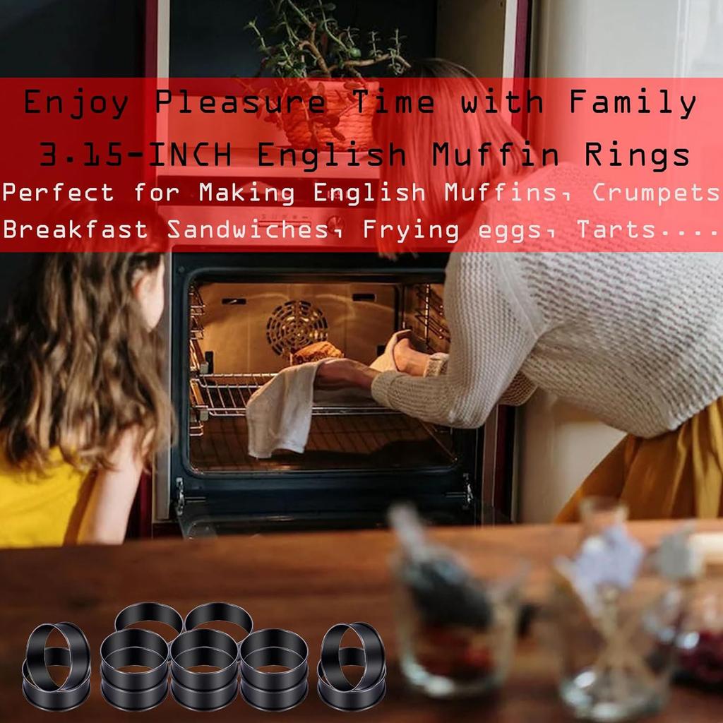Набір з 12 антипригарних форм для тартів з нержавіючої сталі, форми для крампетів, форми для англійських мафінів, багатоцільові форми для випічки