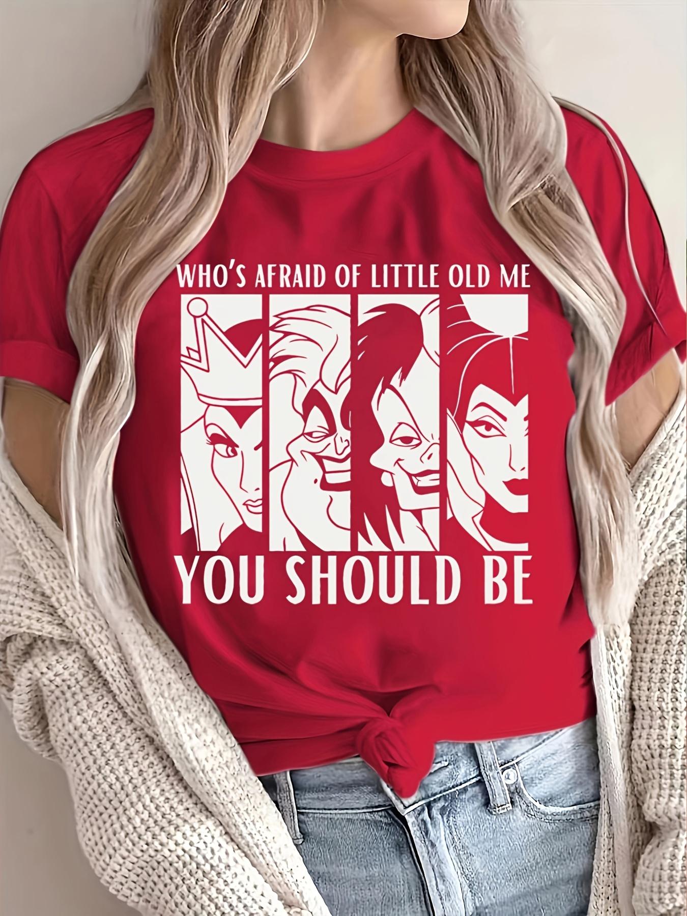 

Women s Plus Size Fashion Tee - Casual Round Neck Short Sleeve with Unique Villain Print, Breathable Polyester, Machine Washable S