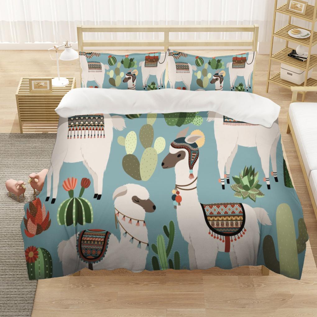 Alpaca Duvet Cover King/Queen Size Alpacas In Love Pattern Bedding Set Black White Argentina Animal 2/3pcs Polyester Quilt Cover