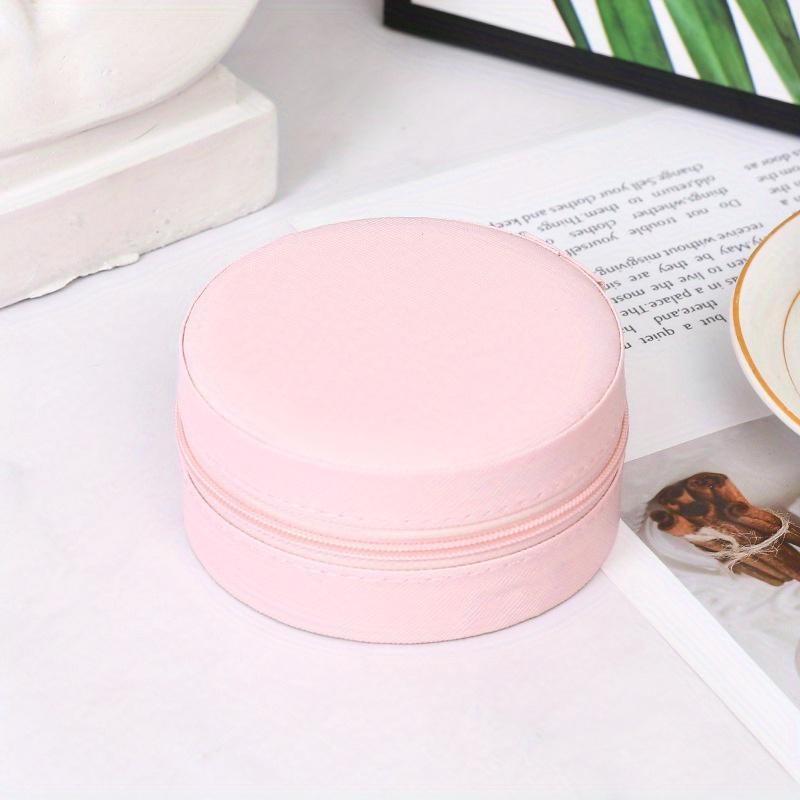 Portable Round Jewelry Box Necklaces Earrings Rings Jewelry Organizer Display Travel Jewelry Case Boxes Pu Leather Storage Box