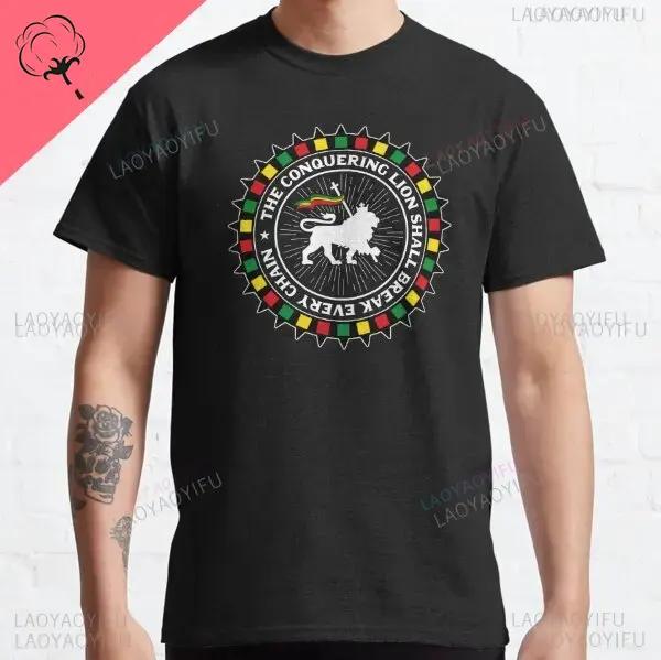 T-shirt Leone Rasta Giuda Cuffie Rastafariano Giamaicano Zion Uomo Cotone di Alta Qualità Canottiera Casual Traspirante Abbigliamento Street