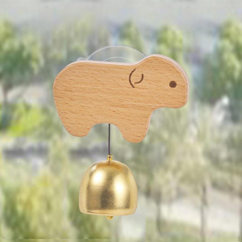 Merchant's Bell with Suction Cup, Wooden Door Ornament, Hanging Doorbell for Shop Front