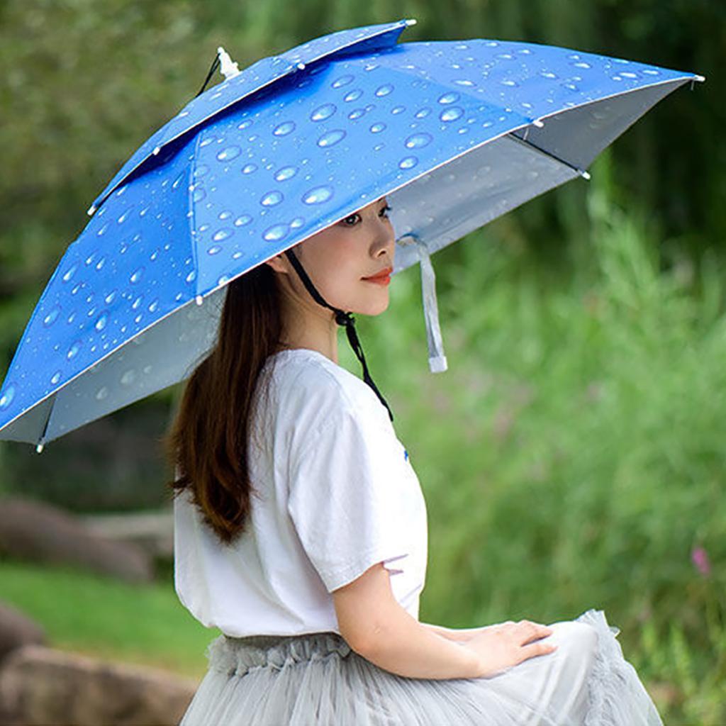 Fishing Hats Double Rainy Umbrella Anti UV Rainproof Sun Protection Fishing Umbrellas