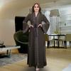 Arabic Zipper Cardigan Long Gown Indonesia Cross-Border Plus Size Women's Horn Long Sleeves Dress Open Dress