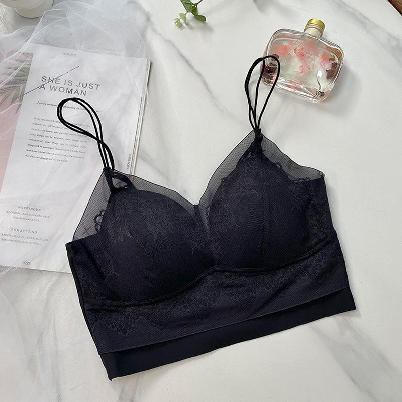 Sexy beautiful back bra, lace comfortable without steel ring bra, small chest gathering sling, ice silk seamless breathable chest wrap