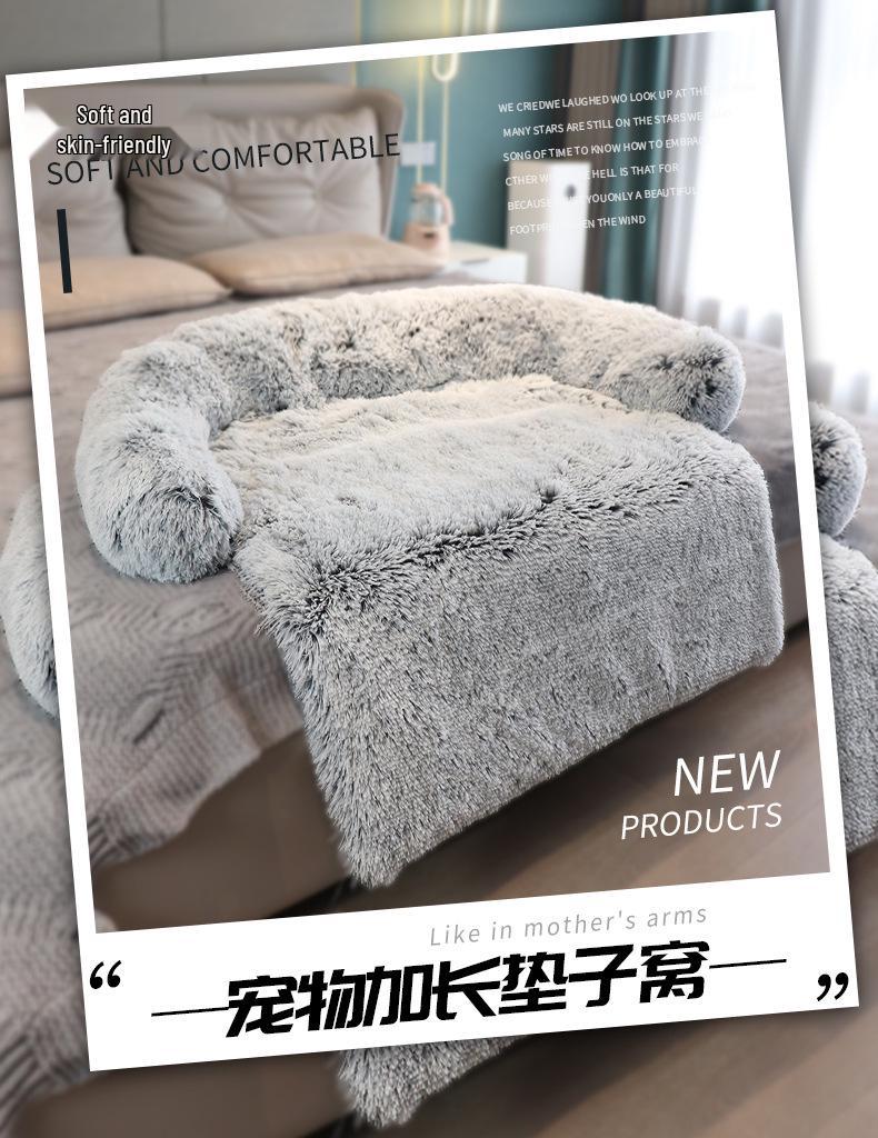 Popular Plush Dog Bed with Blanket - Cozy Pet Nest and Dog Sofa
