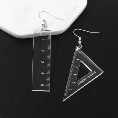 Orecchini acrilici righello da donna Orecchini pendenti pendenti con righello creativo triangolo Gioielli divertenti