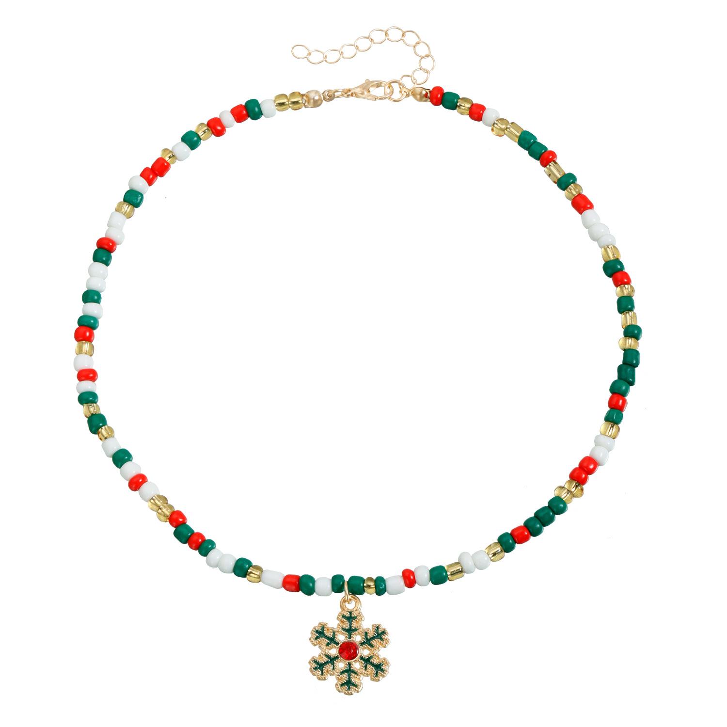 

European and American jewelry Christmas necklace female cartoon New Year s party gift ins color matching wind choker necklace