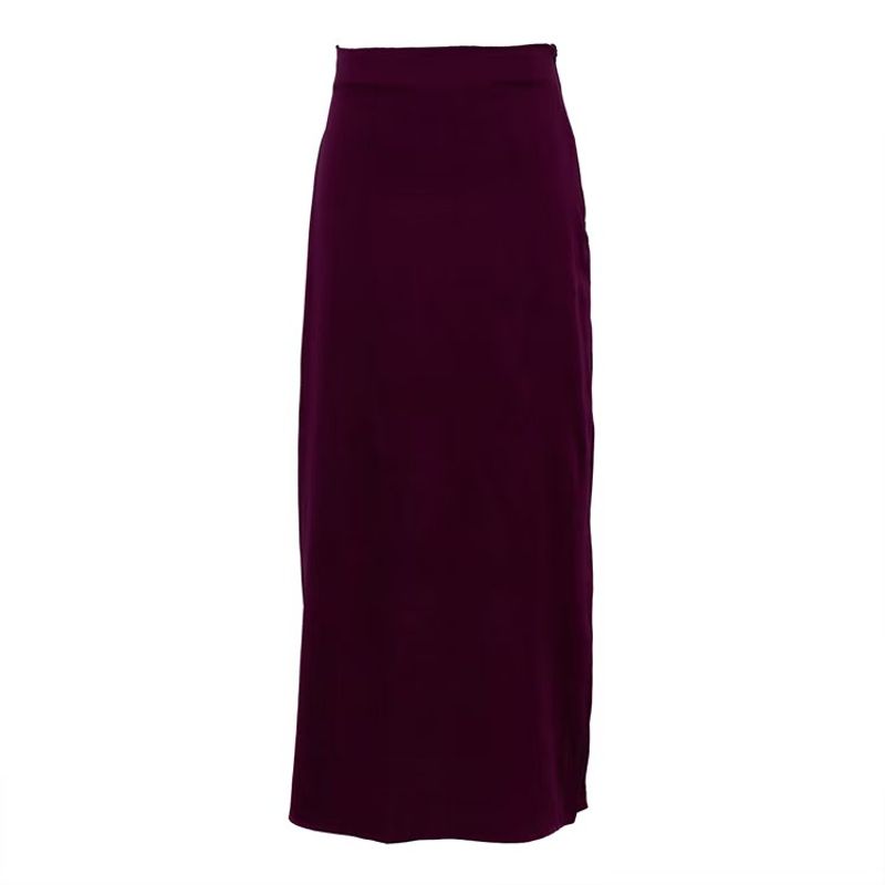 

Европейская и американская мода Элегантная атласная юбка с высокой талией Атласная юбка-булочка с высокой талией Burgundy S