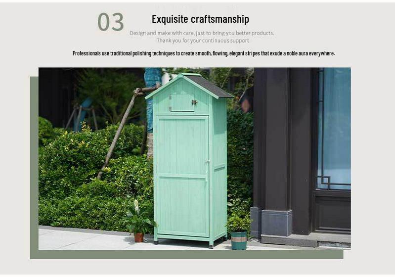 Outdoor Wooden Storage Shed: Anti-corrosion, Waterproof, Sun-Protected Cabinet for Garden, Courtyard, and Balcony.