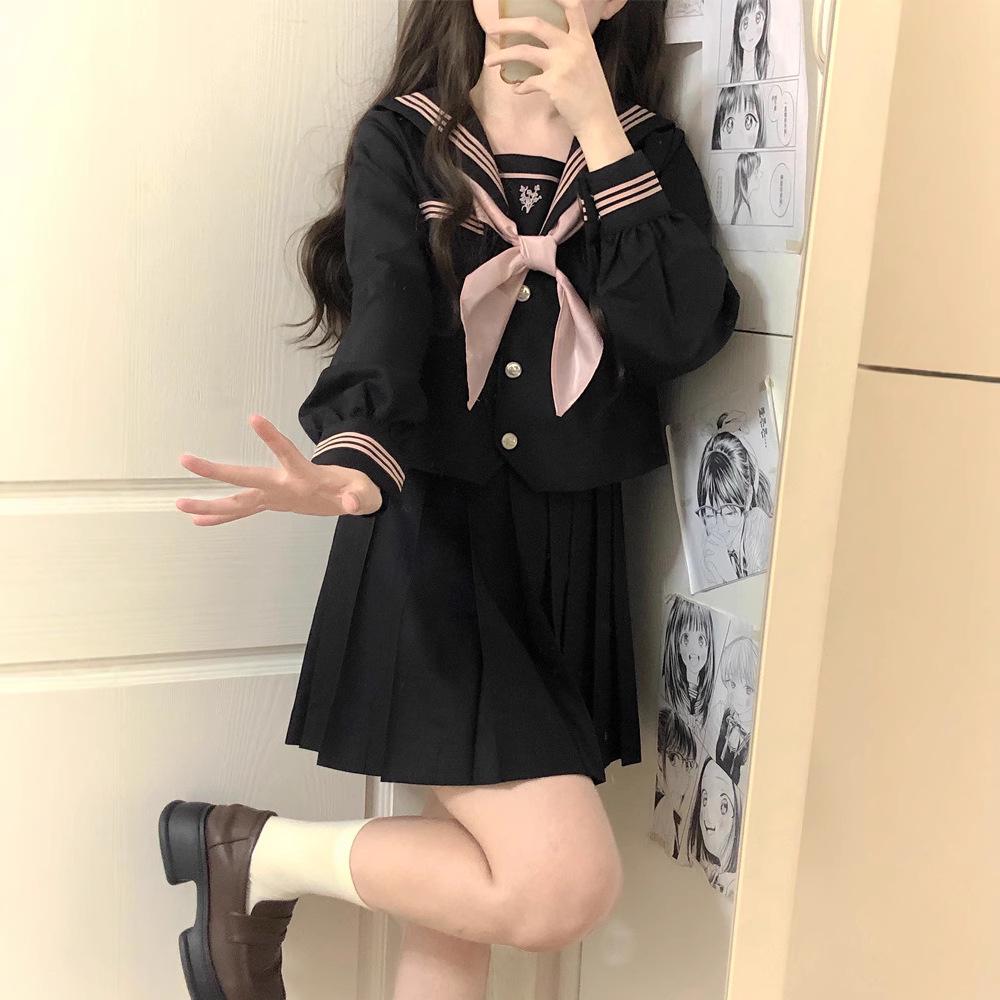 Linchuan Academy Stil JK Uniform Matrosenanzug - Authentisches Herbst/Winter Set mit Langen/Kurzen Ärmeln für Schülerinnen