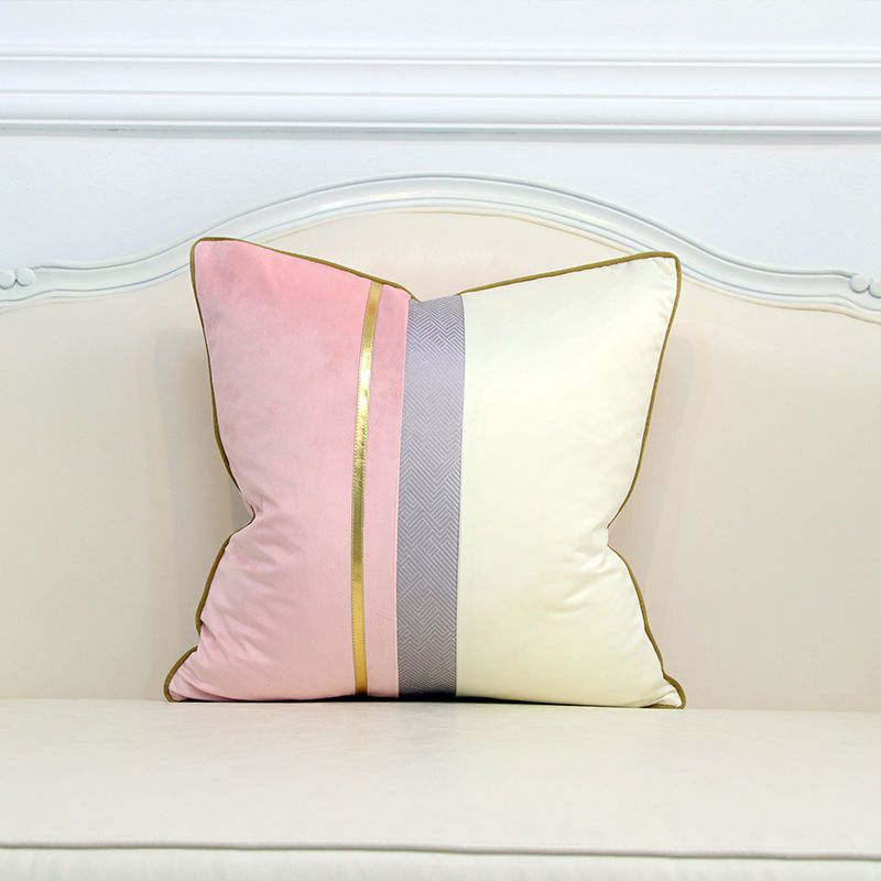 

Подушка, Подушка для поясницы на диван в гостиную, Подушка на изголовье светло-роскошного синего цвета, Современная наволочка с цветными блоками и лоскутным шитьем, Спинка 45*45 розовый