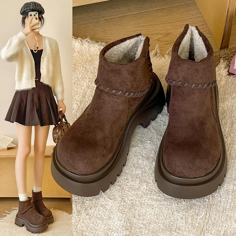 Fashion Women's Platform Suede Ankle Boots 2025 Spring and Autumn Fashion New Dress Designer Walking Casual Fashion Boots Botas