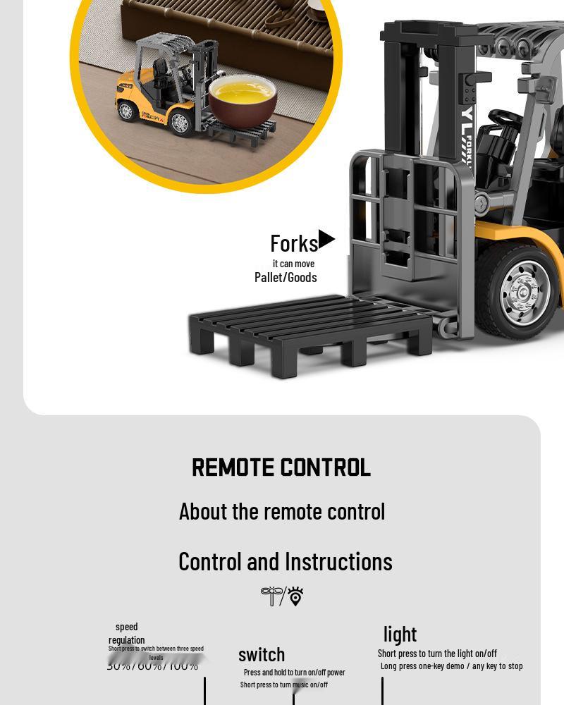 1:64 Bluetooth Mini Alloy Forklift RC Car Model Ornament Desktop Toy