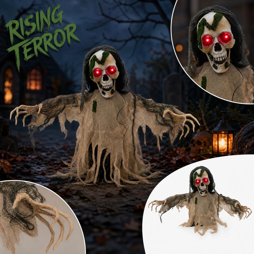 Motion Activated Halloween Skeleton Decoration Outdoor Yard Prop with Swaying Movement for