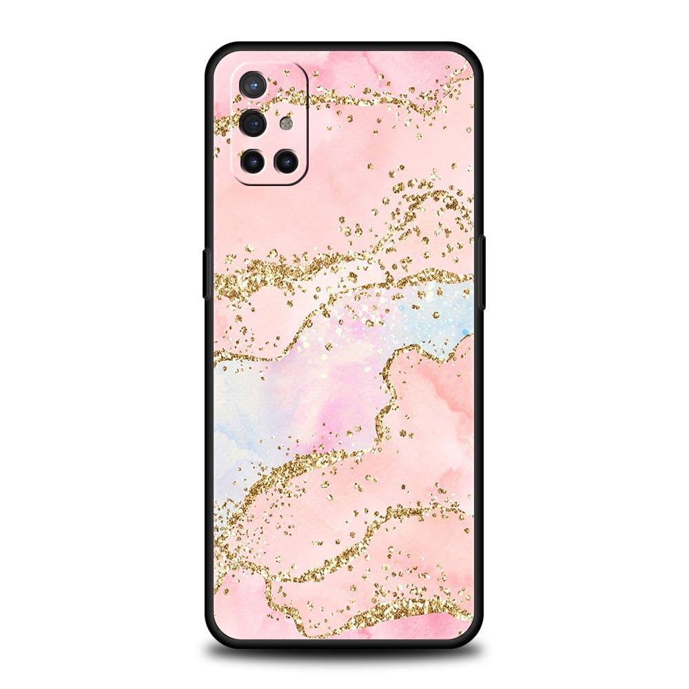 Phone Case For OnePlus 10 9 Pro 9T 9R 9RT 8T 8 7 6T 7T Nord 2 CE 5G N200 N100 Cover Protection Navy Blue Glitter Agate Marble