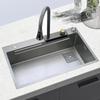 Fully Equipped 304 Stainless Steel Kitchen Sink with Thickened Waterfall Faucet