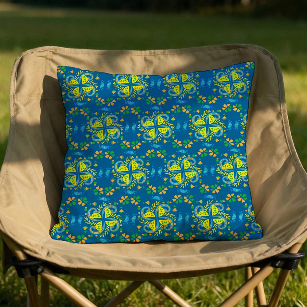 

Blue Green Block Print Cushion Cover Soft Reversible Durable Pillow Cover MultiScene Use for Home Car Daily Comfort 30X30cm