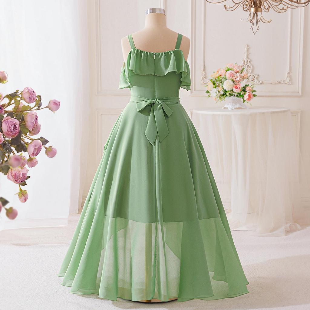 Elegantes Chiffon-Abendkleid mit Spaghettiträgern für Kinder